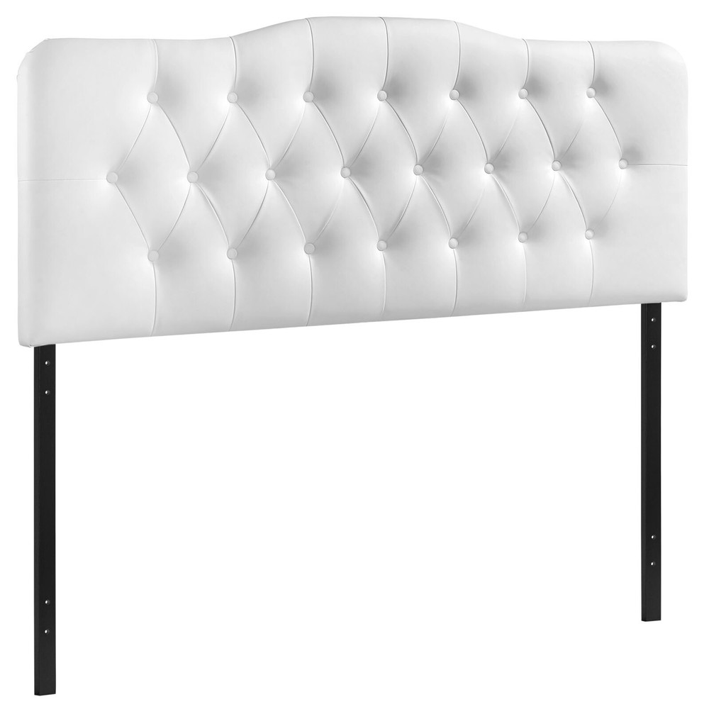 Modway Annabel Tufted Button Vegan Leather Upholstered Full Headboard in White