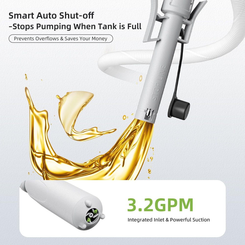 Automatic Fuel Transfer Pump, 3.2 Gallon per Min, includes 51'' Fuel Transfer...