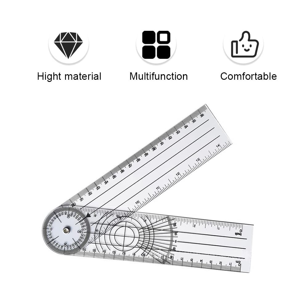Clear Plastic Goniometer Angle Measuring Tool Protractor Finder Quick 360 Deg...