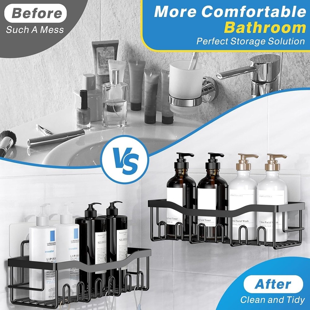 5 Pack Stainless Steel Shower Caddy Organizers, No Drill Storage Solution