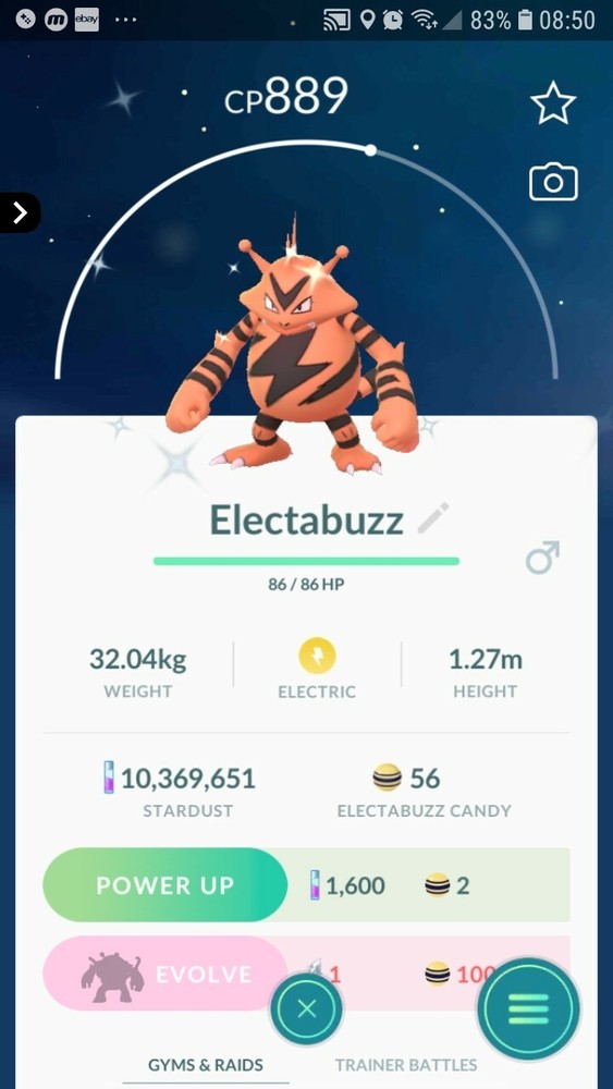 Shiny Electabuzz Pokemon Tr@de Go
