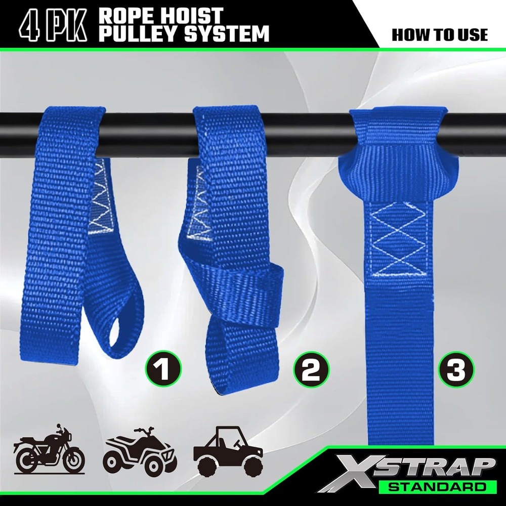 Efficient 50 FT Block & Tackle Pulley System with Soft Loops - 2000 LB Strength
