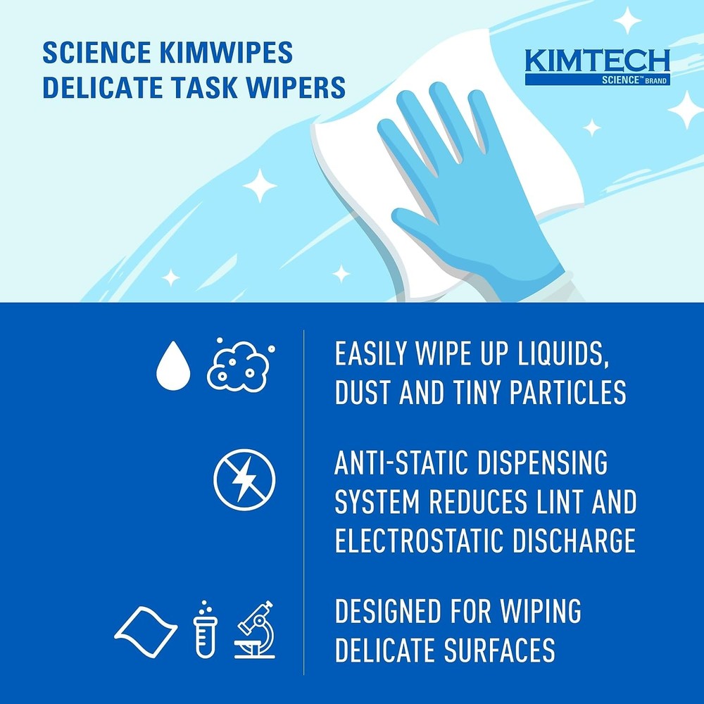 Kimtech Science KimWipes Delicate Task Wipers 280 Count Low Lint Cleaning Wipes