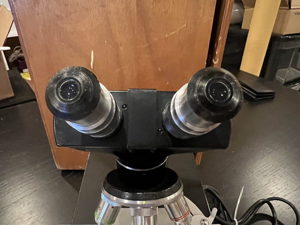 Vintage Steindorff Binocular Microscope with Wooden Case