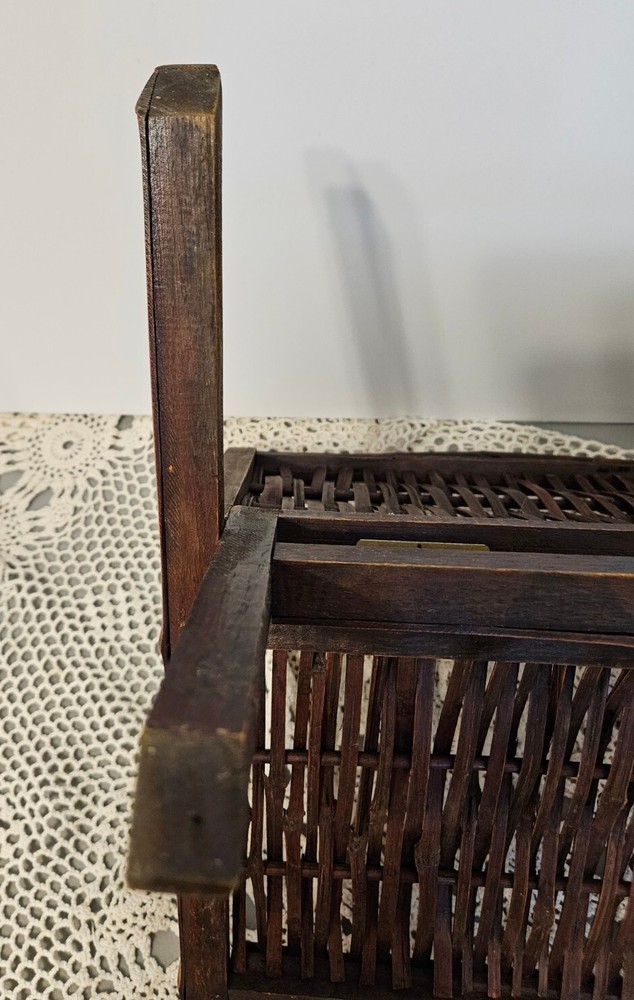 Bamboo Folding Magazine Rack. Vtg