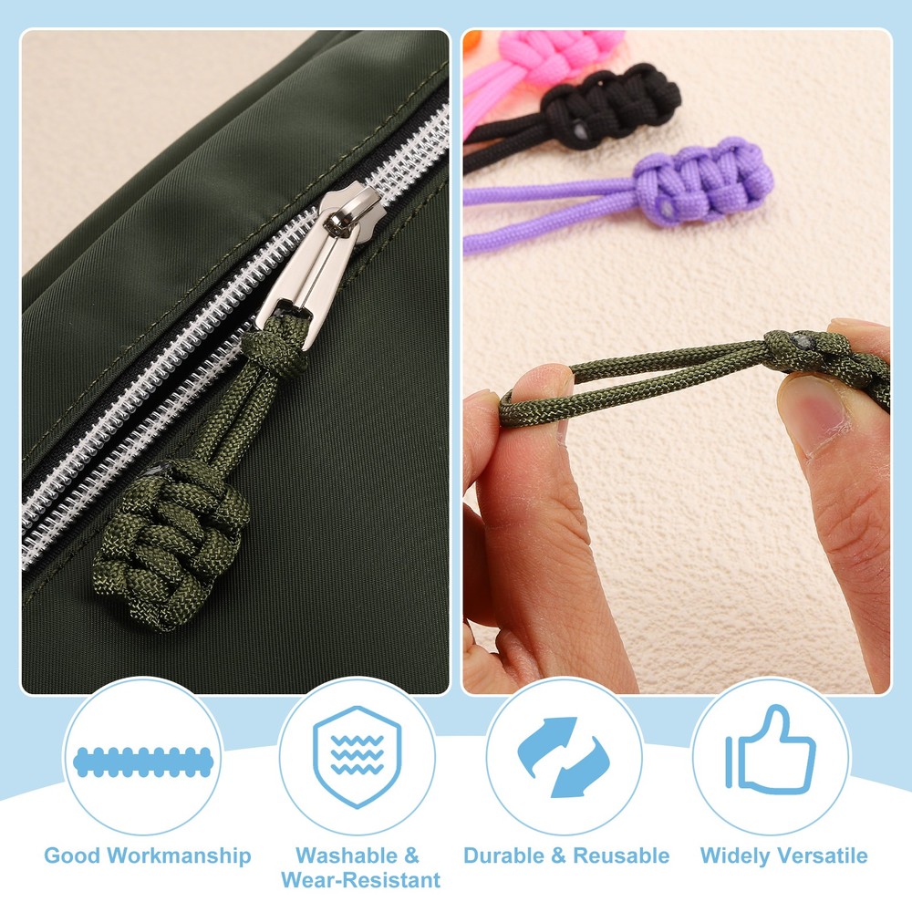 16Pcs Zipper Pulls Replacement, 80 x 3mm Polypropylene Rope Zipper Heads, Gray