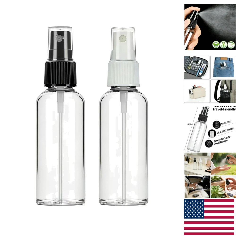 Thickened 1 Oz Plastic Travel Sprayers - Leak-Proof 2 Pack for Versatile Use