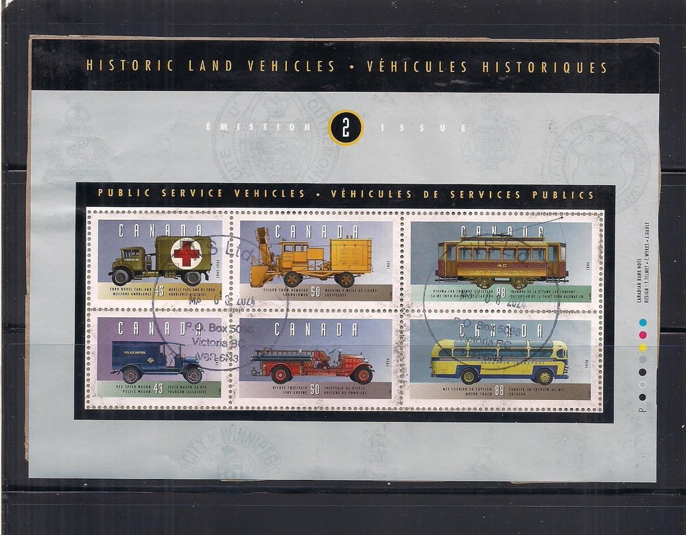 Canada #1527 used sheet CV 9$ on paper