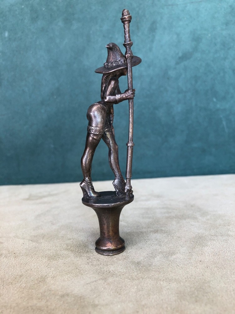 Topless Witch With Staff Pipe Tamper/Figure, Solid Fine Pewter