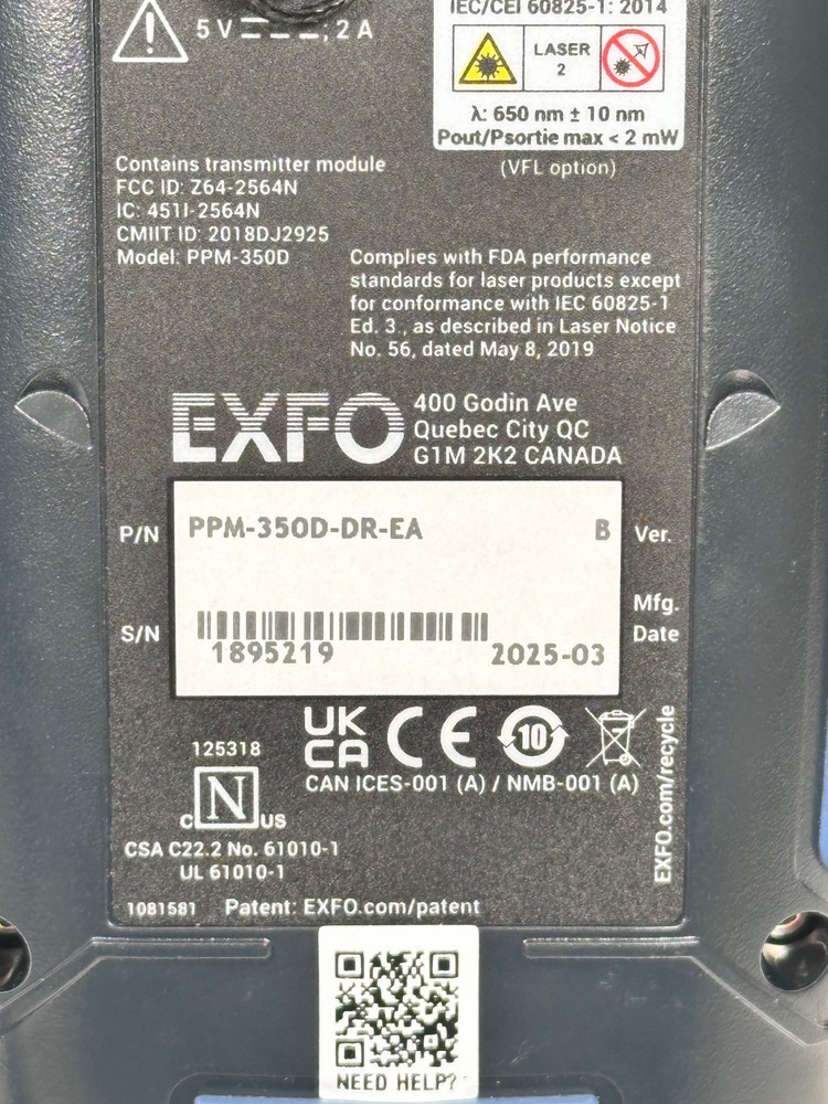 EXFO PPM-350D-DR-EA Optical Power Meter