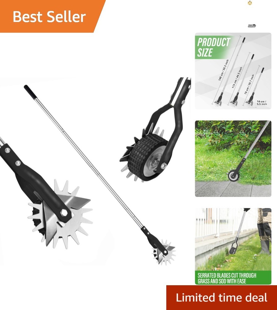 Efficient Manual Wheel Lawn Edger with Adjustable Handle for Perfect Trimming