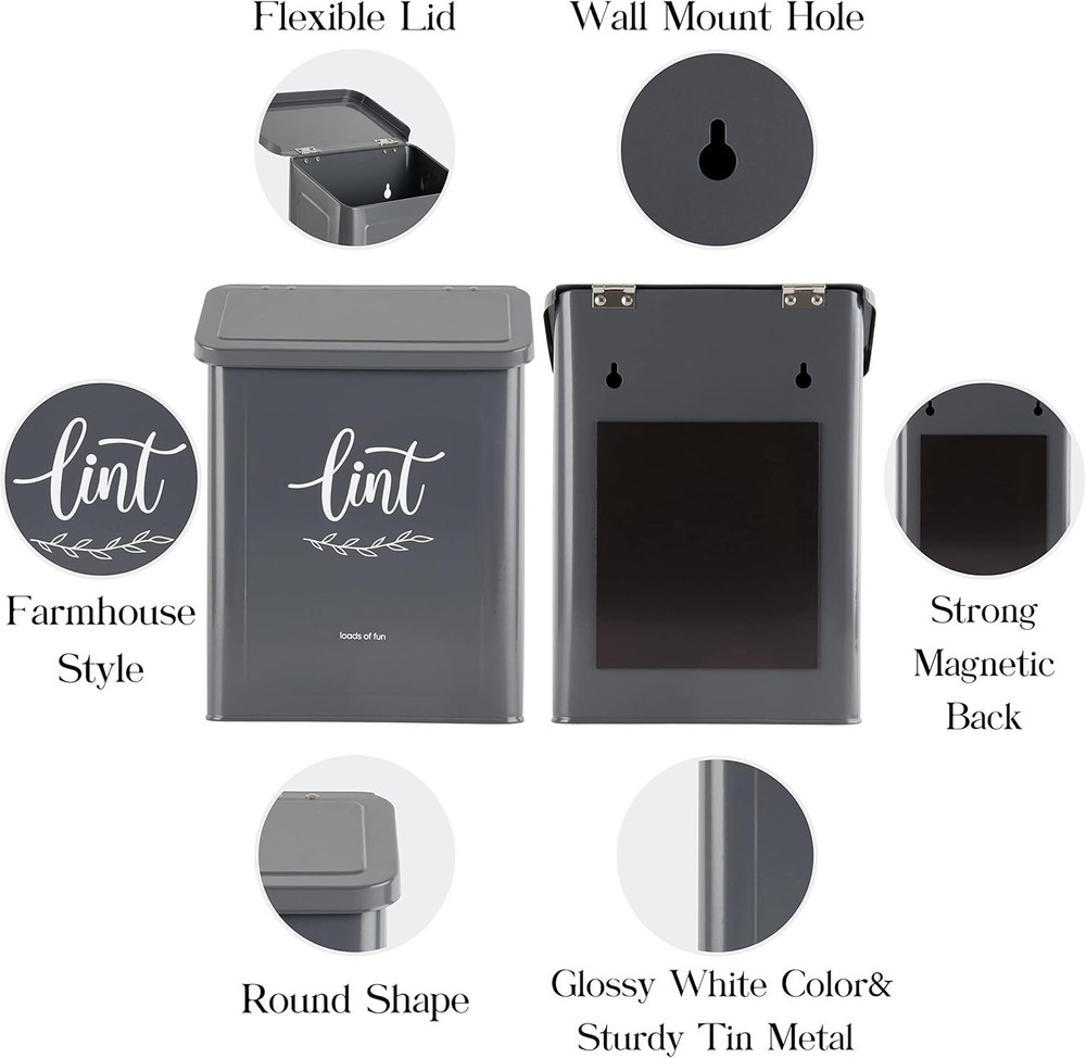 Multifunctional Gray Lint Holder for Efficient Laundry Room Storage Solutions