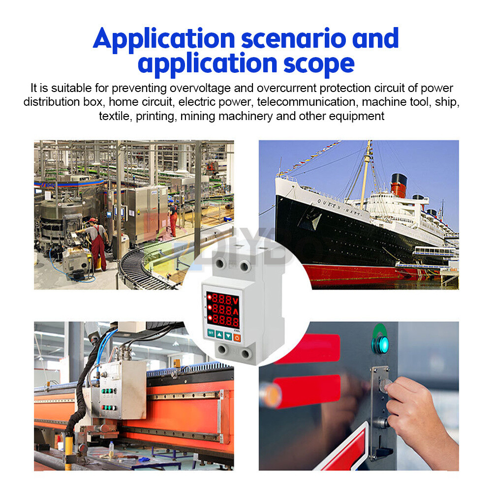 63A Digital Display Adjustable Over Under Current Voltage Protector Relay Meter