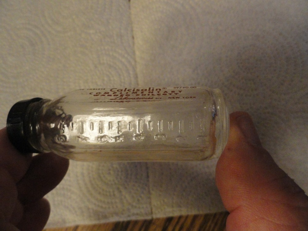 Old "Complimentary, Warner- Chilcott CALCISALIN" Bottle w/Embossing