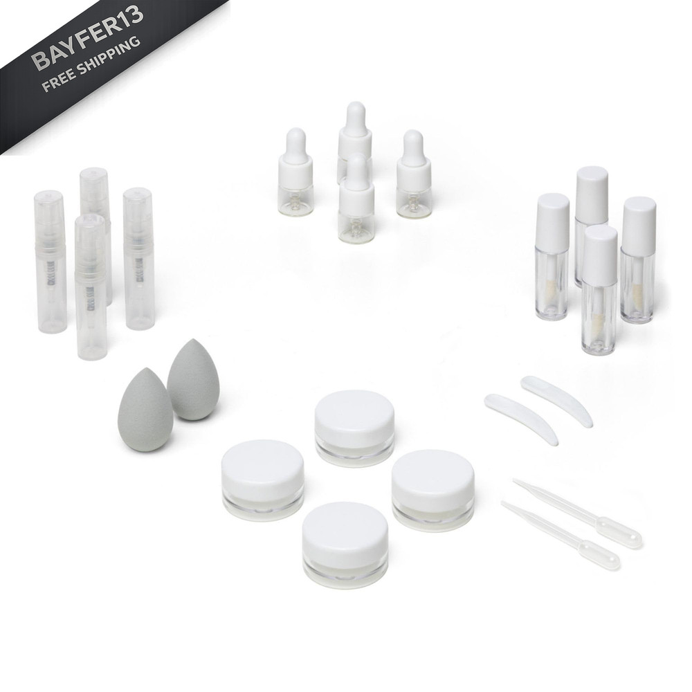 Vessara Mini Makeup Containers, Depotting Empty White