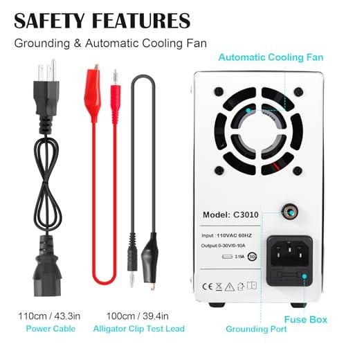 DC Power Supply Variable, 30V 10A Adjustable Switching Regulated 0-30V 0-10A