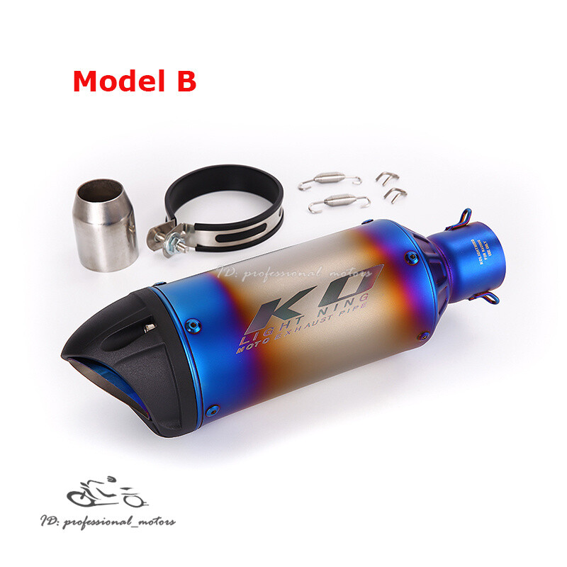 51mm Modified Exhaust Tips Motorcycle Blue Tail Silencer Universal Muffler Pipe