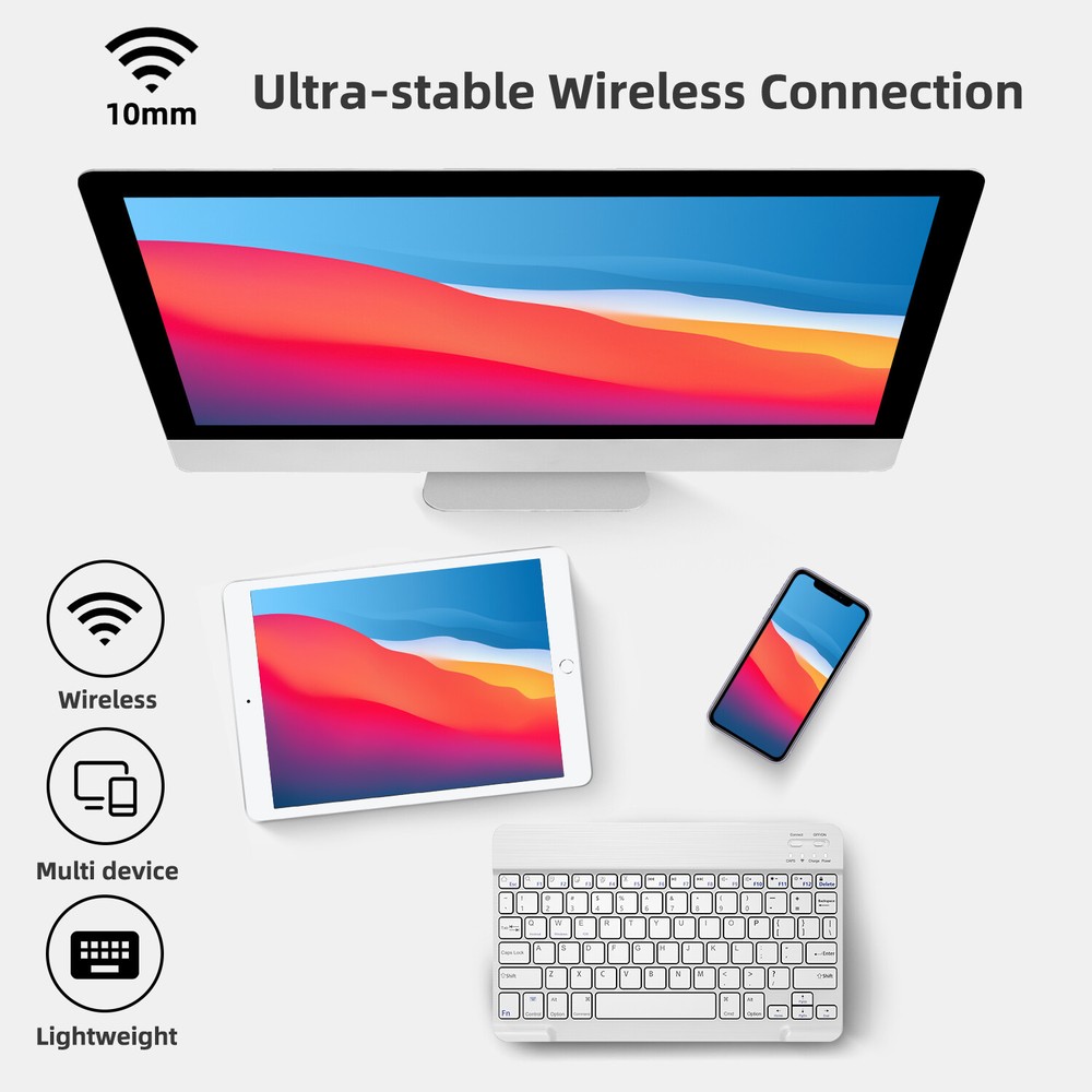 Slim Bluetooth Keyboard & Mouse Combo- Wireless for PC, Laptop, Mac, iOS, Tablet