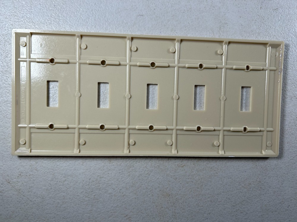 Vintage Ivory Plastic Smooth 5 Gang Switchplate Light Switch Cover