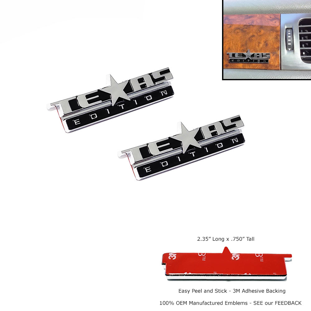 2PC 3D TEXAS EDITION DASH EMBLEM CHEVY SILVERADO SIERRA TRUCK UNIVERSAL