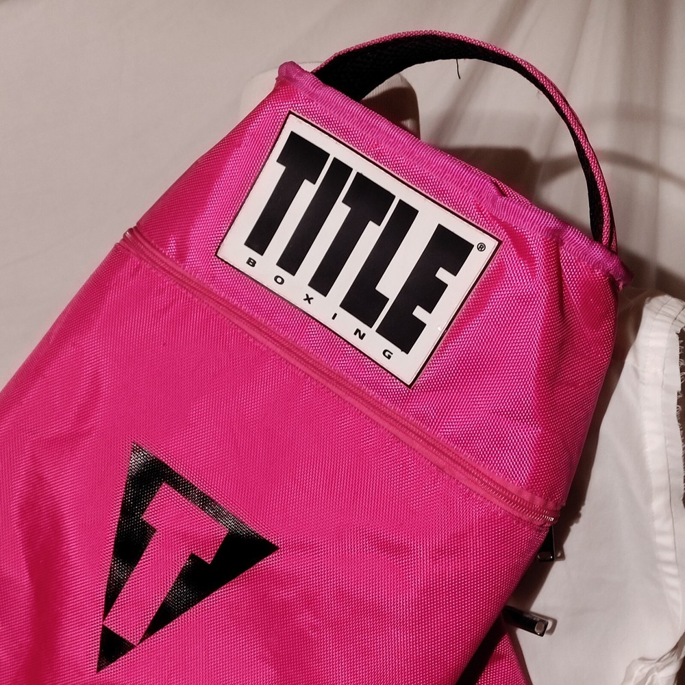 Title Boxing Pink Black Backpack With Logo Patch Zipper Pulls