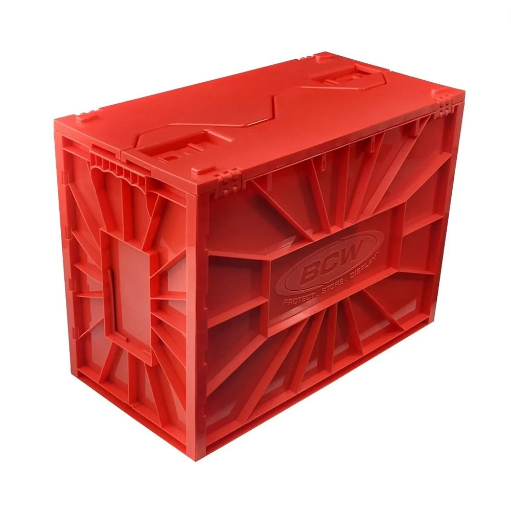 BCW Short Plastic Comic Book Bin Box Heavy Duty with Lid Red - **FIVE PACK**