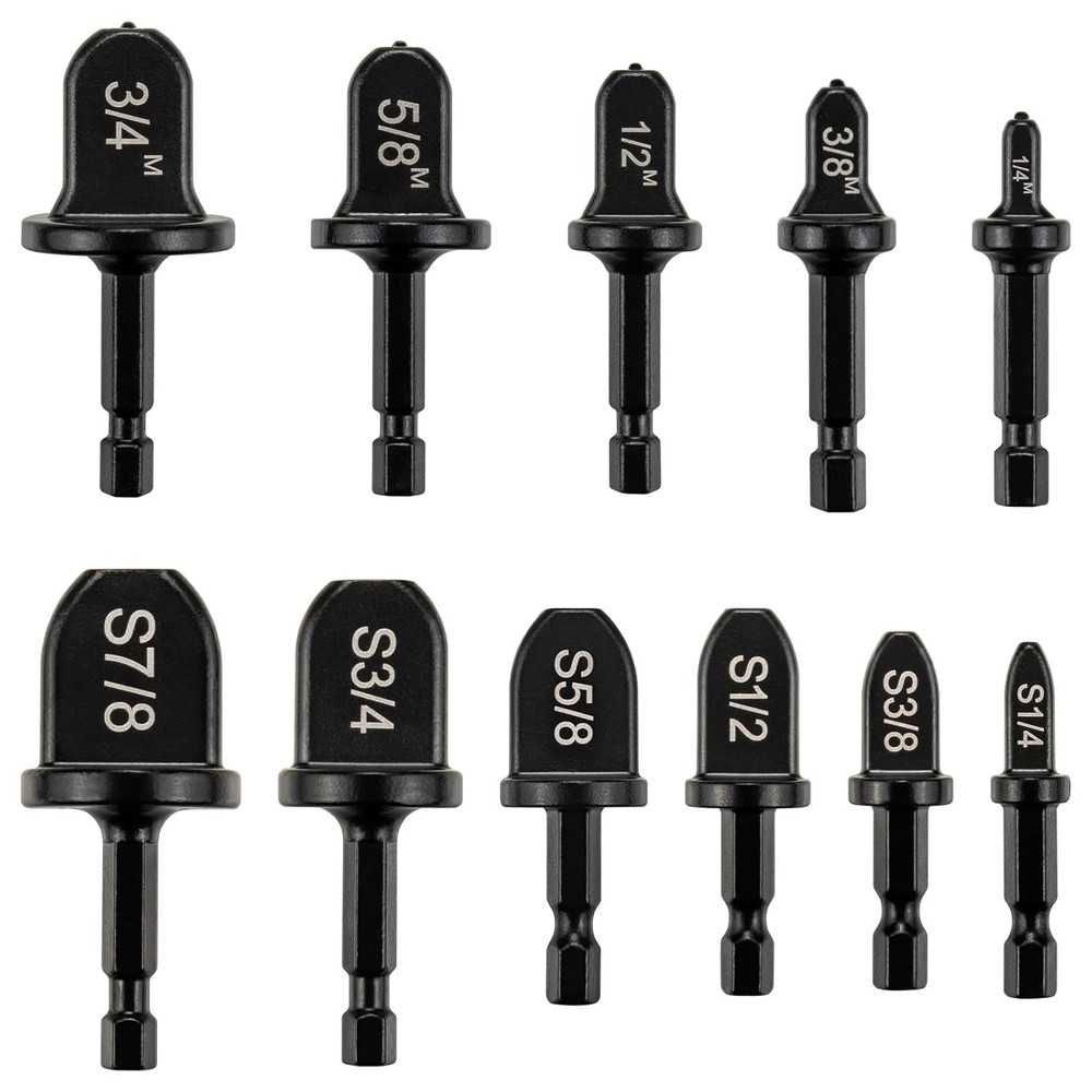 HVAC Copper Swaging Tool & Copper Flaring Tool Drill Bit Set, 11-Piece Black ...