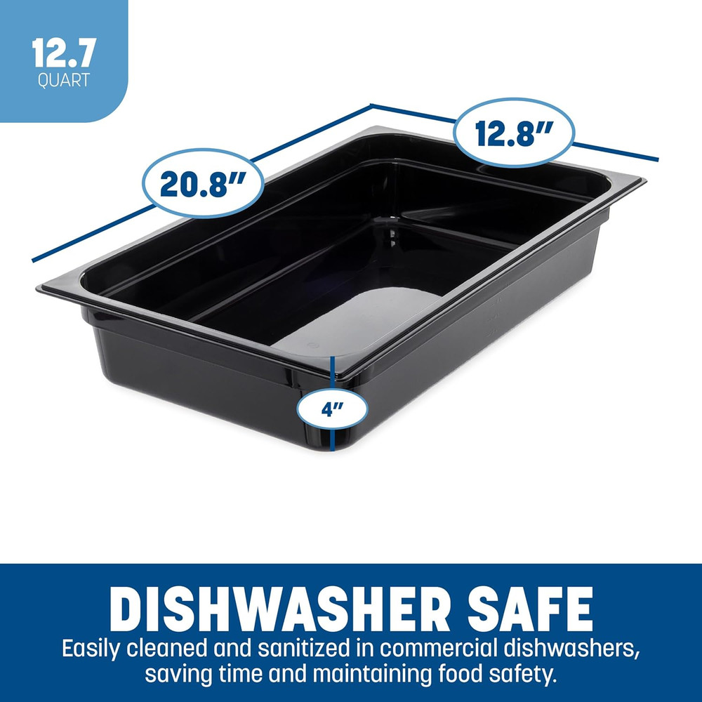 10201B03 Storplus Full Size Food Pan, Polycarbonate, 4" Deep, Black