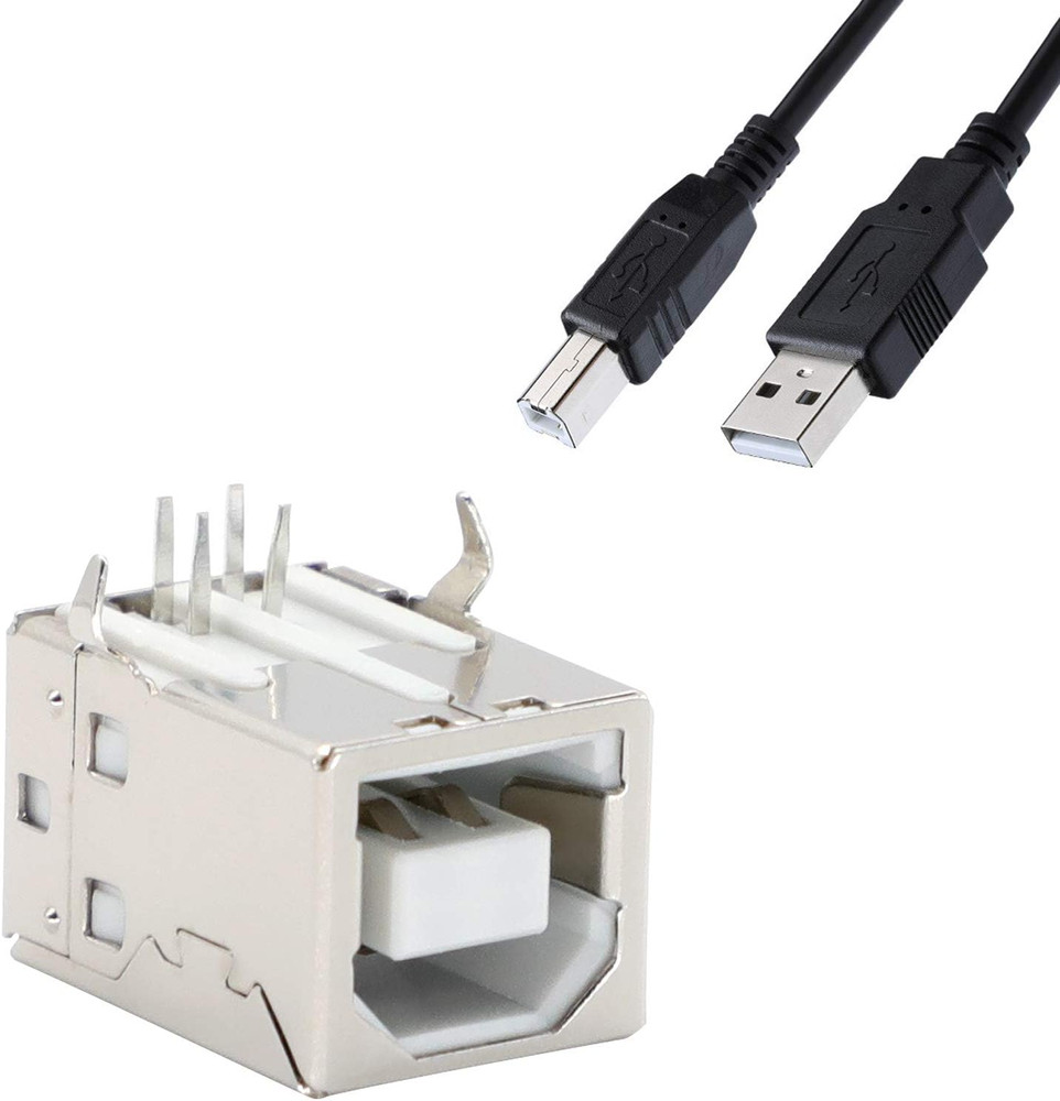 USB Female Type-B Port 4-Pin Right Angle PCB DIP Jack Socket-White 10 Pack by