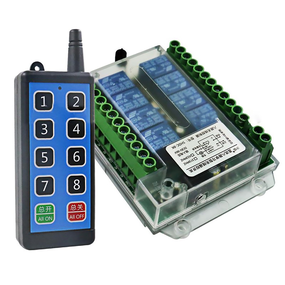 Power Supply 8 Channel Wireless RF433MHz Remote Control Switch Relay Module