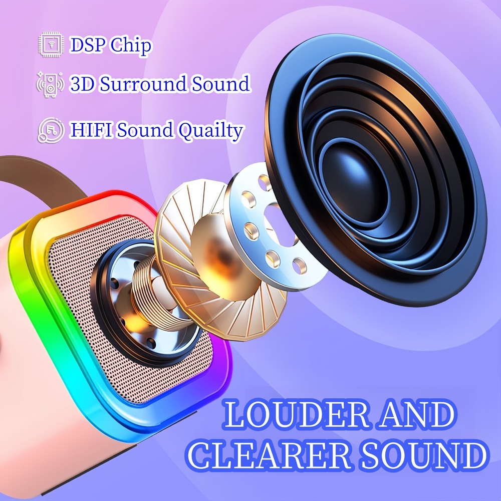 Portable Bluetooth Speaker Karaoke Machine System +Microphone Party Light /Strap