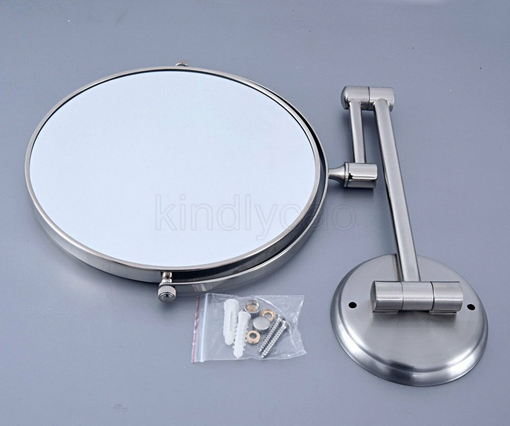 Brushed Nickel 3X Magnifying Makeup Mirror Wall Mounted Double Sided Mirror