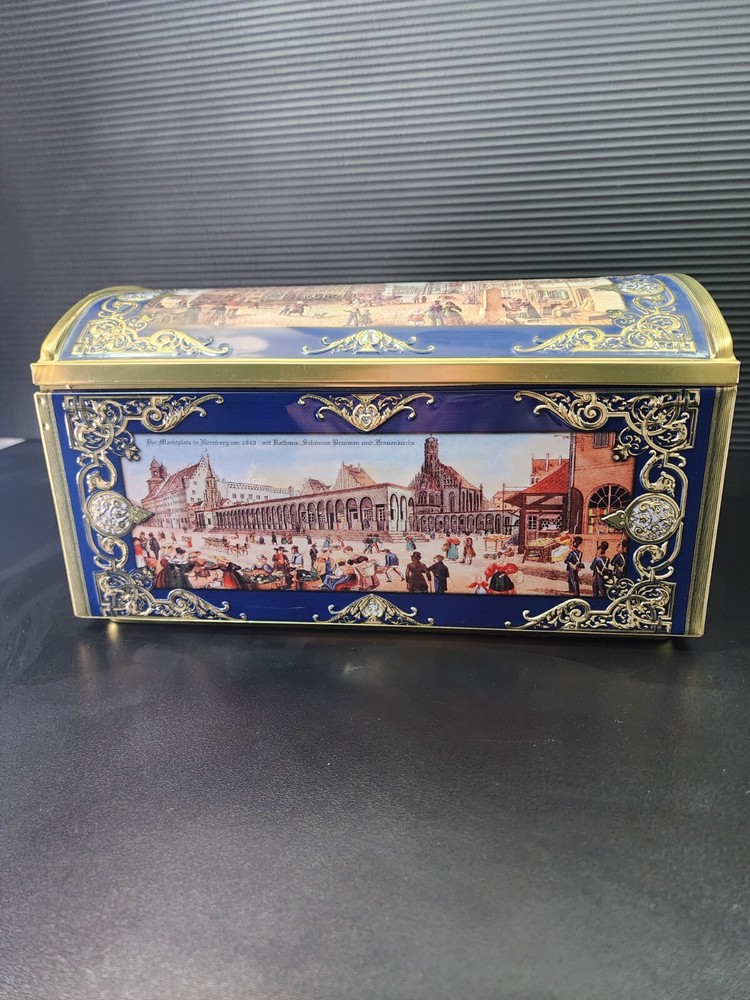 Lebkuchen-Schmidt Made in Germany Rounded Lid Tin Box Blue