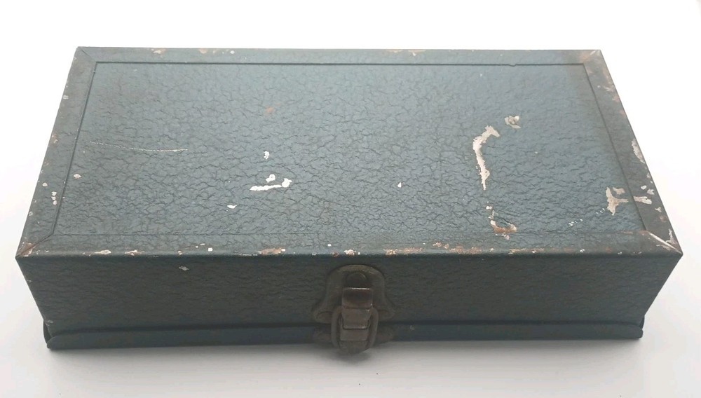 Vintage Small Brown and Sharp Metal Tool Box with Latch