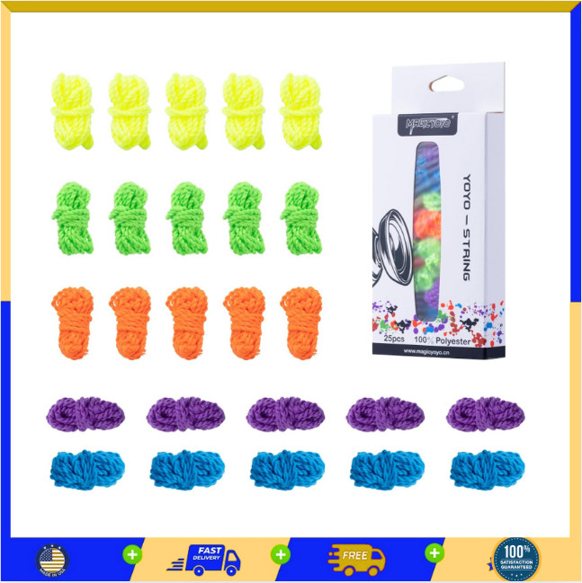 25 Pack Yoyo Strings - Professional Polyester Replacement Yoyo Strings for Re...