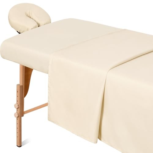 Massage Table Sheets Sets, 3 Pcs Professional Microfiber Massage Bed Natural