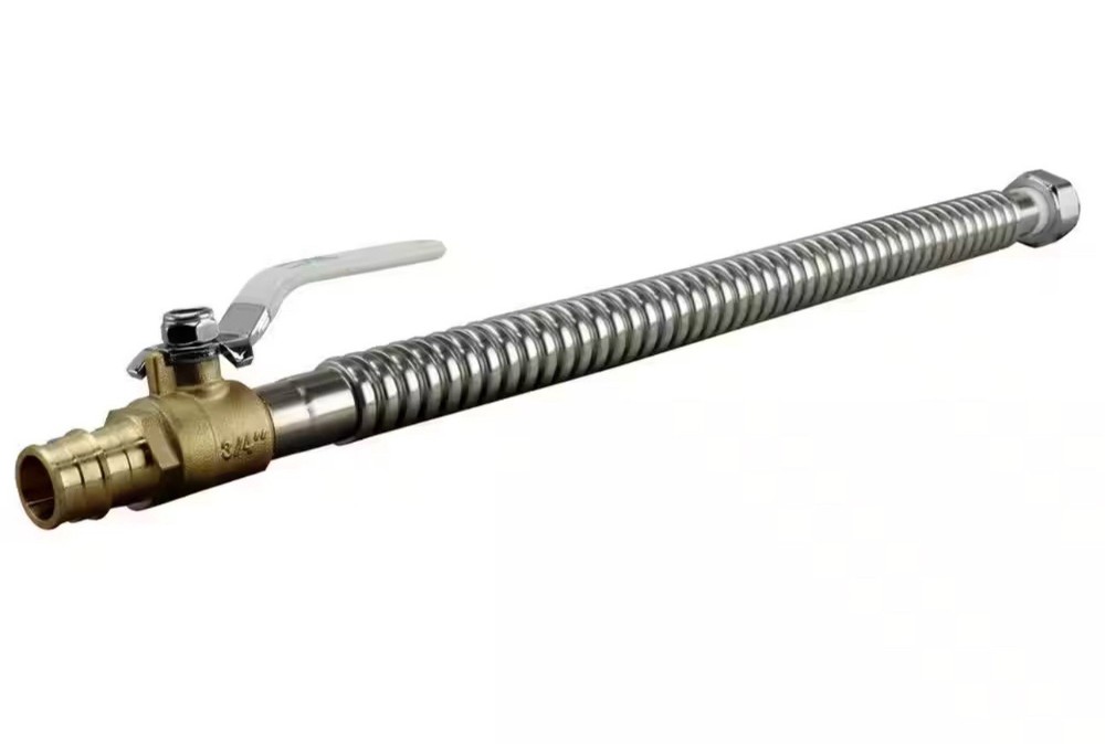 Apollo Corrugated Water Heater Connector with Ball Valve Stainless Steel
