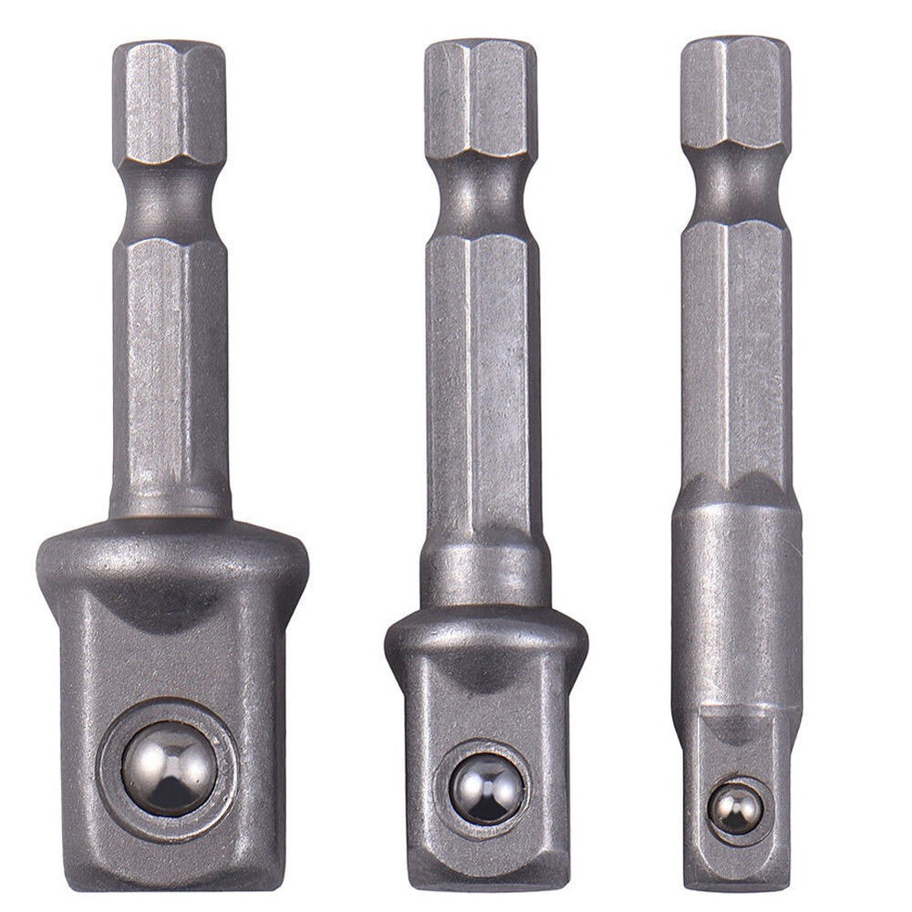 3X Socket Adapter Drill BIts Set Hex Shank 1/4" 3/8" 1/2" Impact Driver Tools