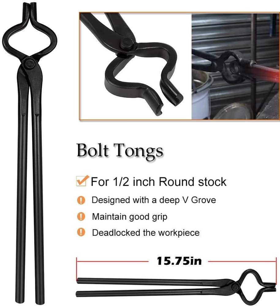 Universal Knife Making Bolt Tongs Blacksmith Bladesmith Tool Set for Anvil Forge