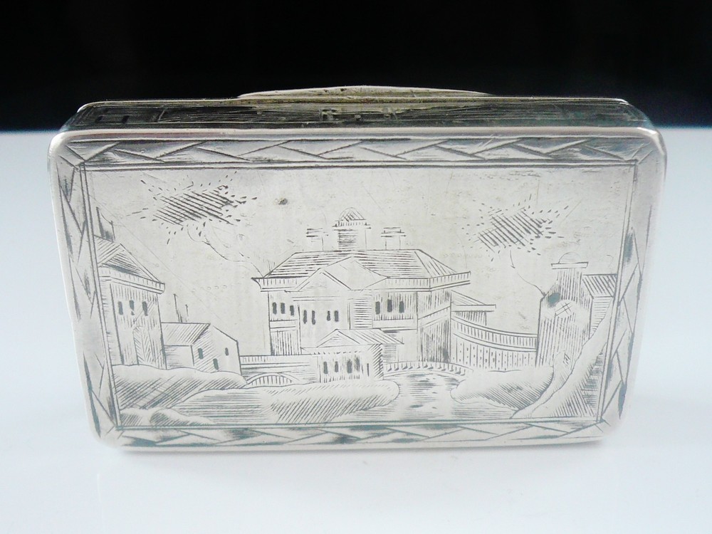 Antique Russian Silver Niello Snuff Box from 1834