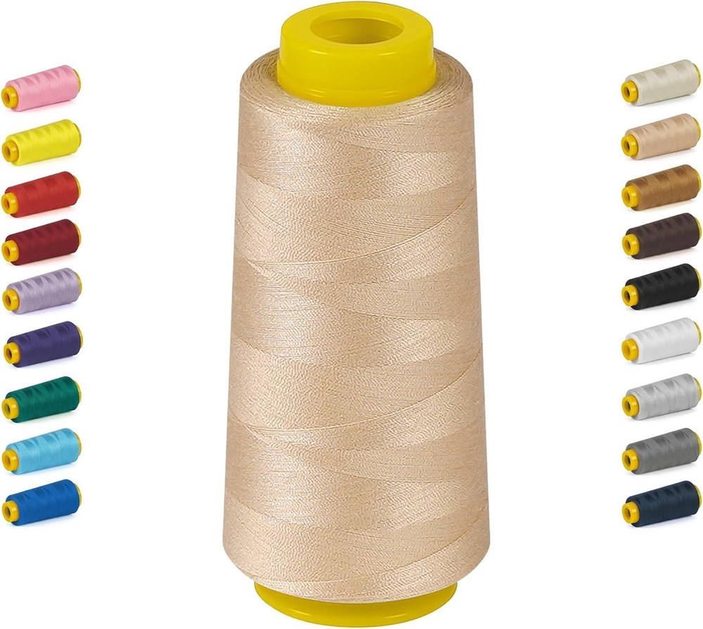 1800 Yards Serger Thread-Beige, All Purpose Thread for Sewing, Serger Thread ...