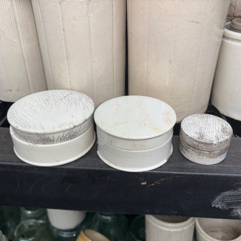 Victorian  ironstone stoneware crazware  pot lids