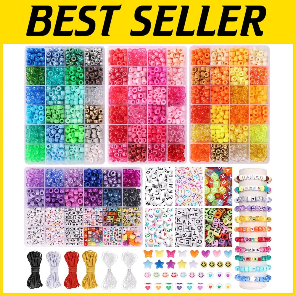 Craft Bracelet Kit - 4900pcs Beads & Elastic Strings