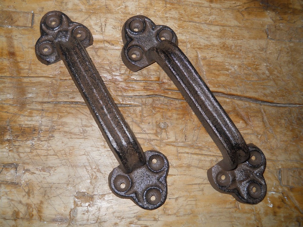6 Large Cast Iron Antique Style RUSTIC Barn Handle, Gate Pull, Shed Door Handles