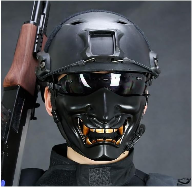 Evil Demon Kabuki Samurai Half Face Mask - Ultimate Airsoft Protection