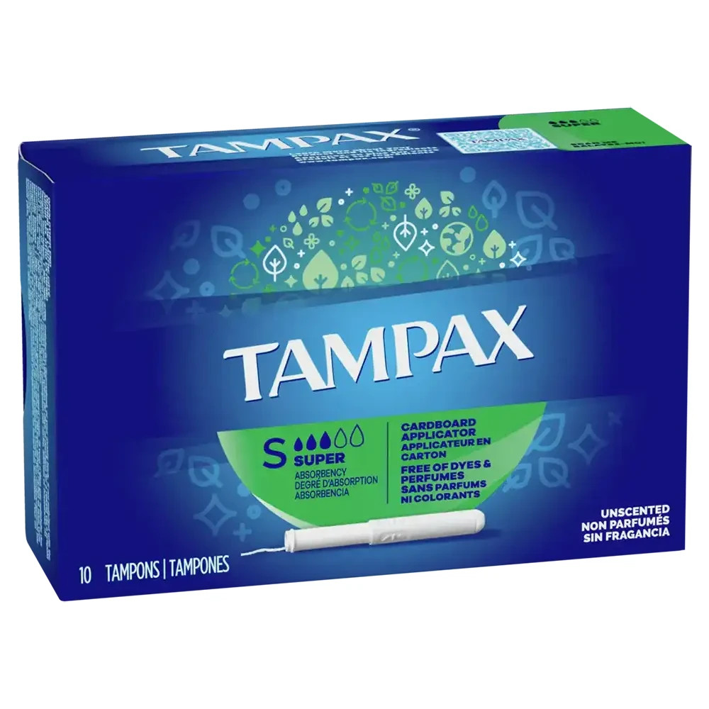 Tampax Tampons Super Absorbency Cardboard Applicator Unscented 10 Count