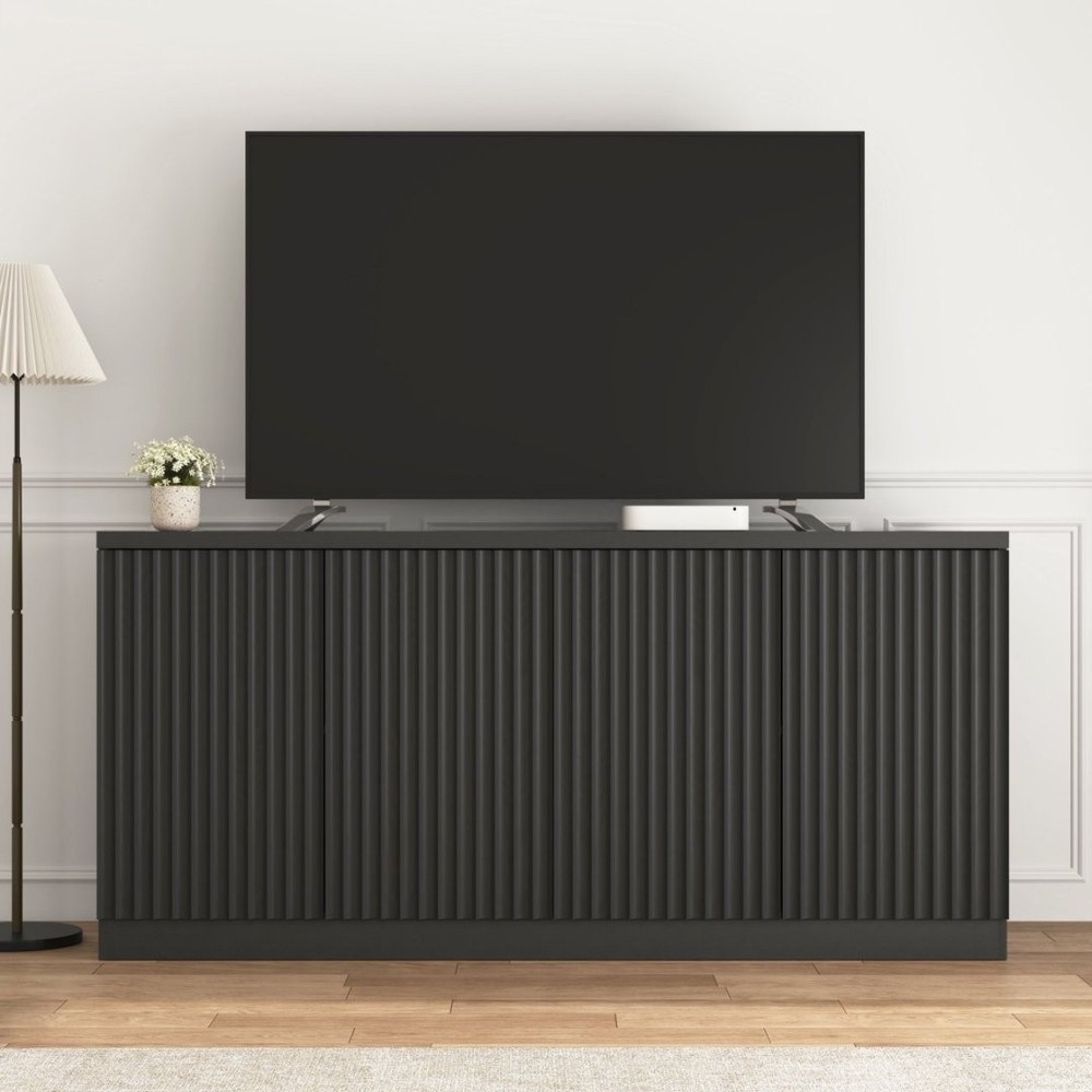 Fluted Sideboard with Storage 4 Doors & Adjustable Shelves Large Buffet Cabinet