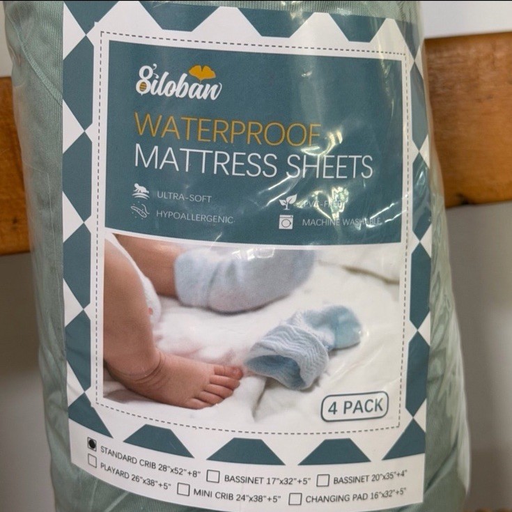 New Biloban 2-pack Green Waterproof Fitted Crib Sheets