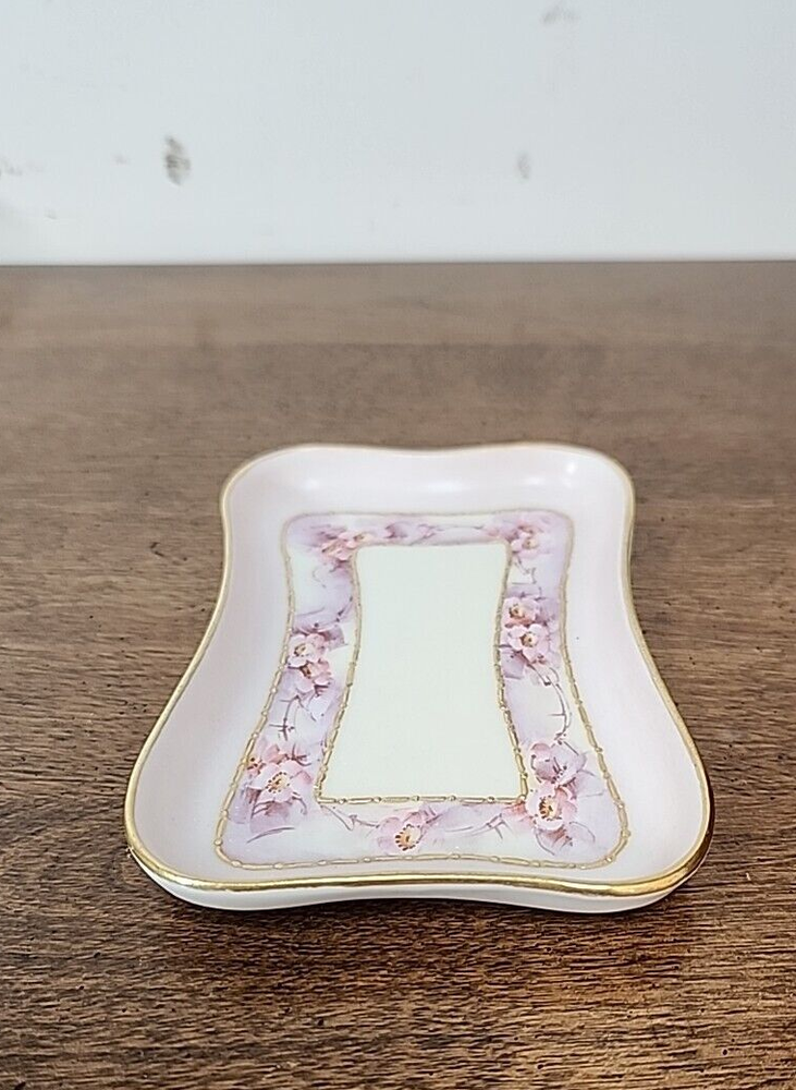MZ AUSTRIA PINK - GOLD - RECTANGULAR PIN DISH