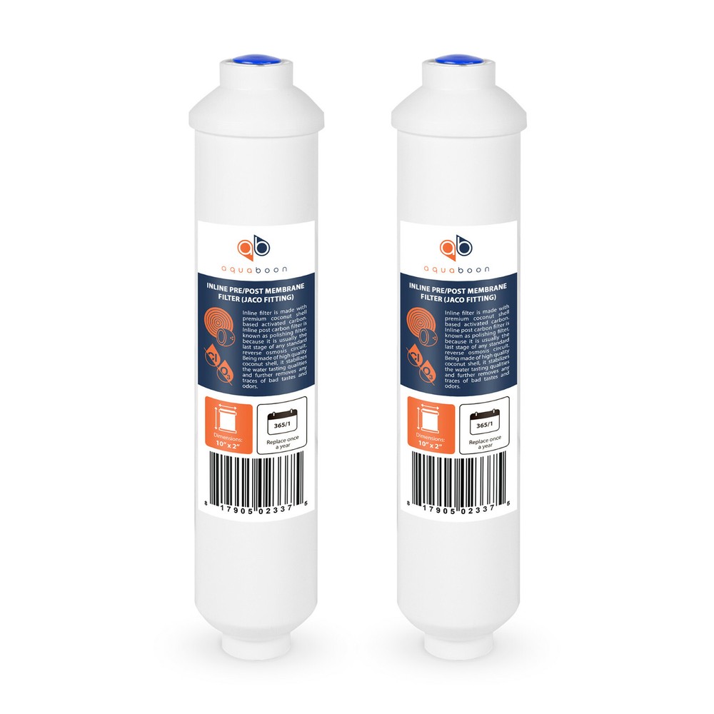 2 Pack of Inline Post/Carbon Polishing Water Filter for RO Standard Size Jaco